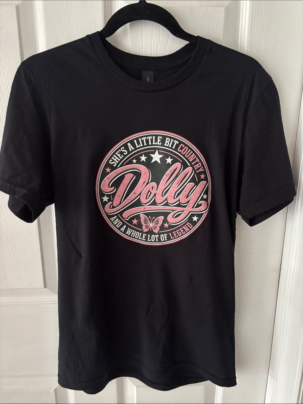 Dolly Gildan Black Short Sleeve Tee with Pink Dolly Partin